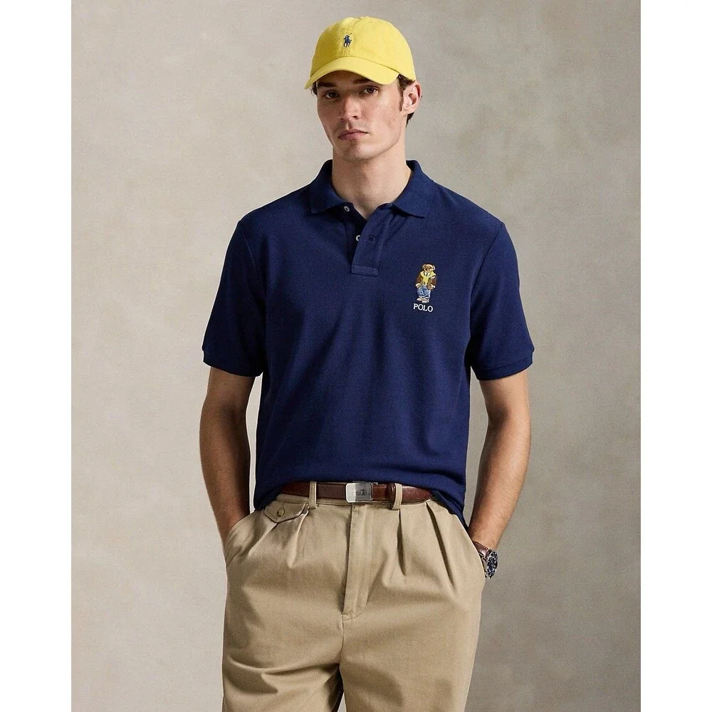 Classic Polo Ralph Lauren Bear Navy Blue American Bear Custom Slim Fit Size XL